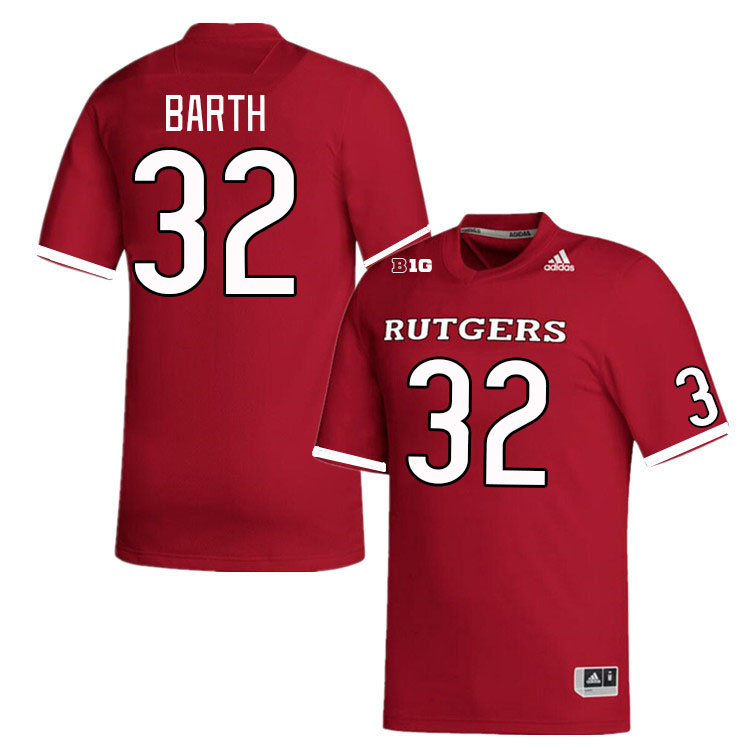 Men #32 Charlie Barth Rutgers Scarlet Knights College Football Jerseys Stitched Sale-Scarlet
